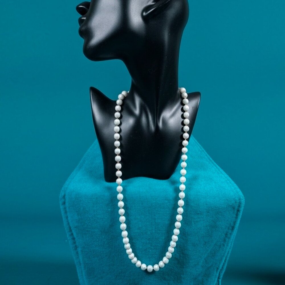 Mid-Century White Milk Glass Necklace